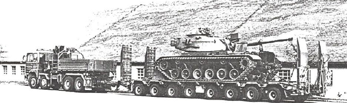 First prototype system with loaded M60 medium battle tank at the Army Driving School, Martinek Barracks, Baden