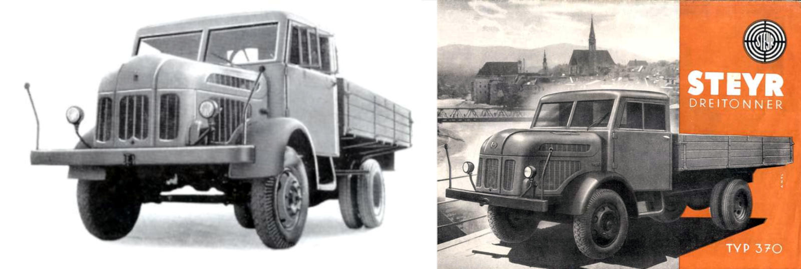 Steyr Type 370 – the first new truck model manufactured by Steyr after the war, still with V8 gasoline engine