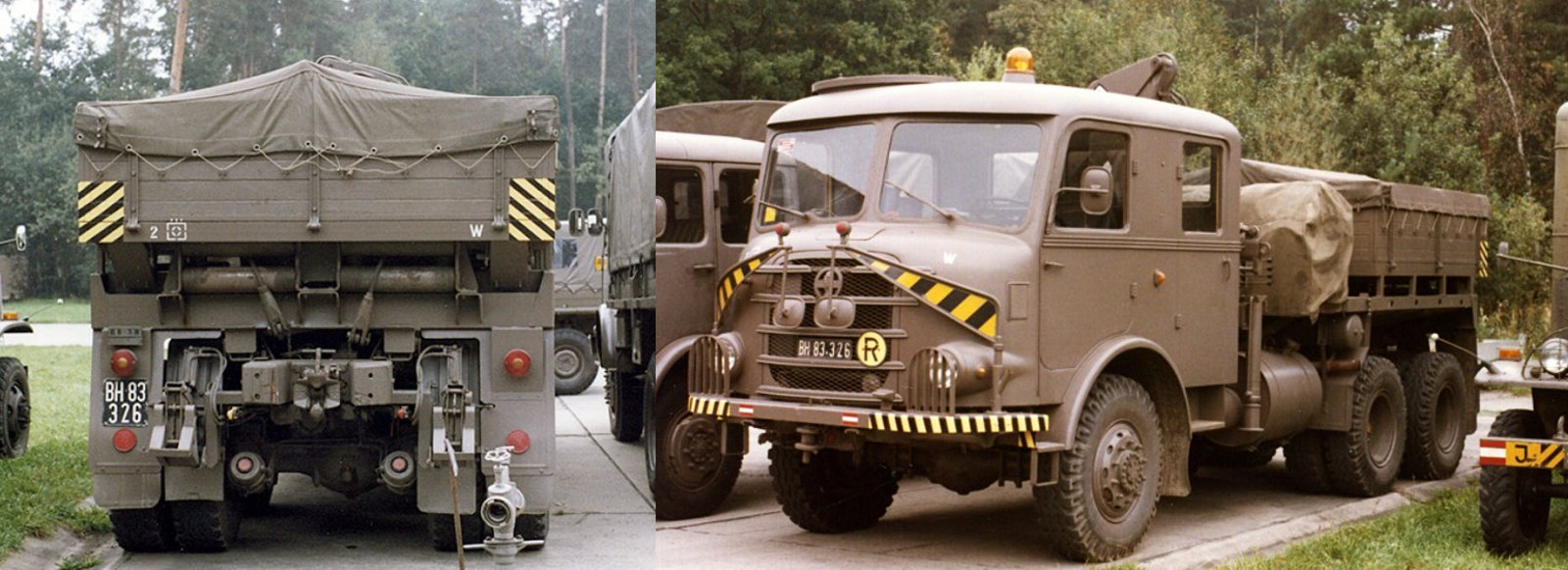 Gräf & Stift ZA 230 of the 2nd Artillery Regiment maintenance/recovery company (note the pneumatic wheel chocks in the left picture)